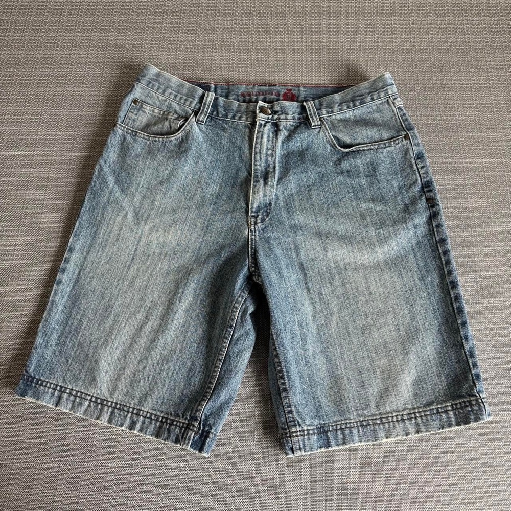 Vintage 90s Reunion blue cotton denim shorts men's size 36